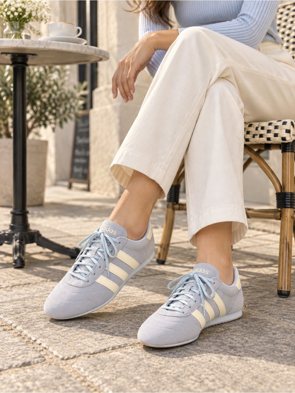 Adidas Grand Court Lo Crystal Sky Suede Sneakers Women’s 8 NWT